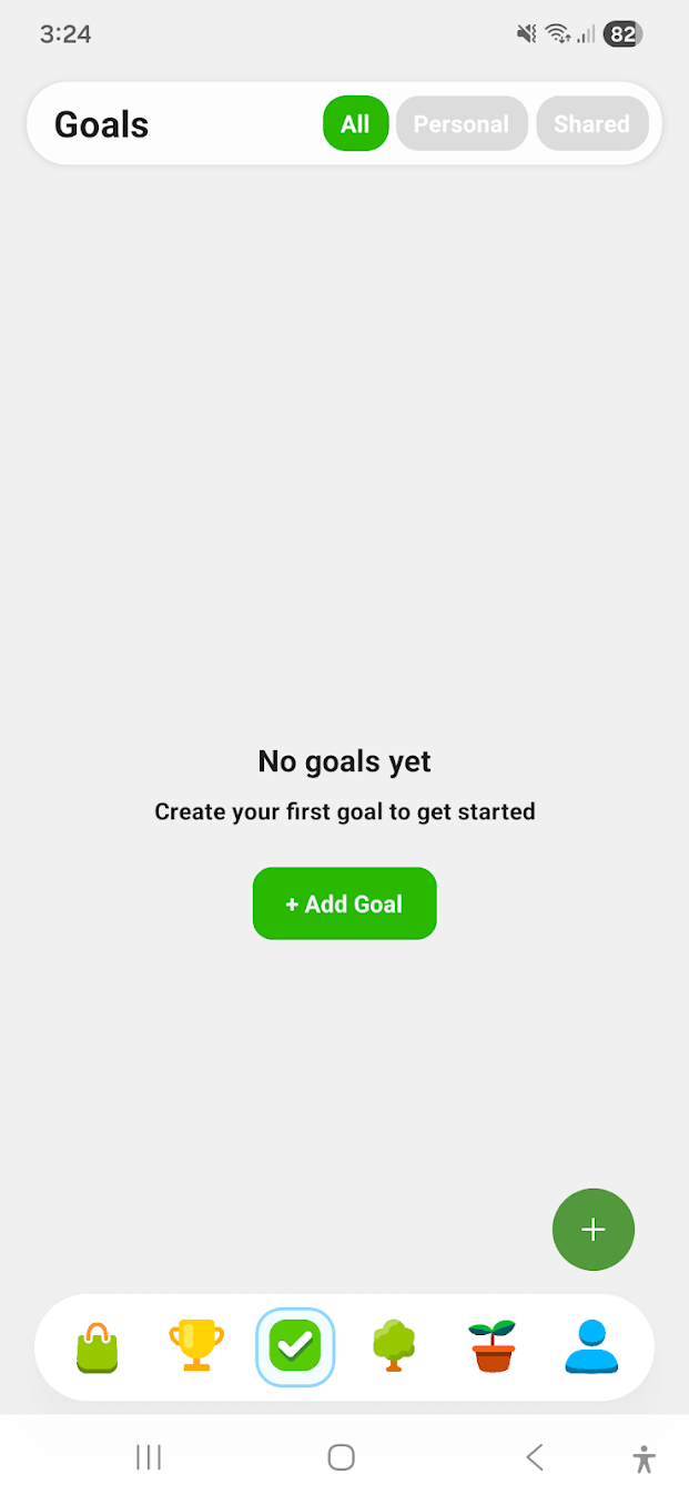 No goals yet screen